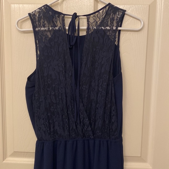 Navy Lace back Hi-Lo Hem Maxi Dress - Picture 4 of 11